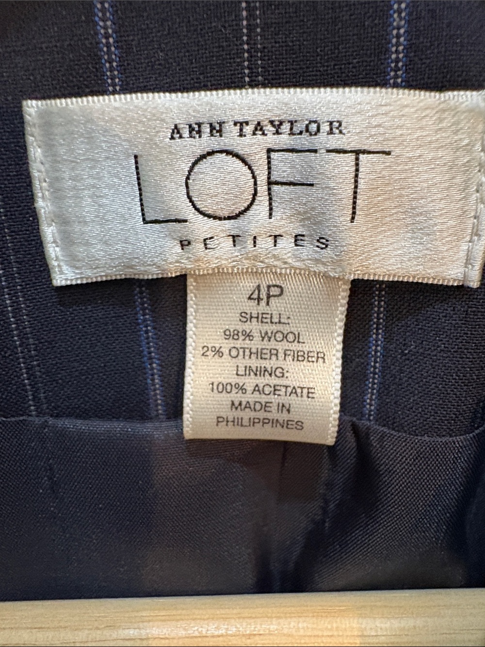 LOFT Navy Pinstripe Women's Blazer - Picture 3 of 12